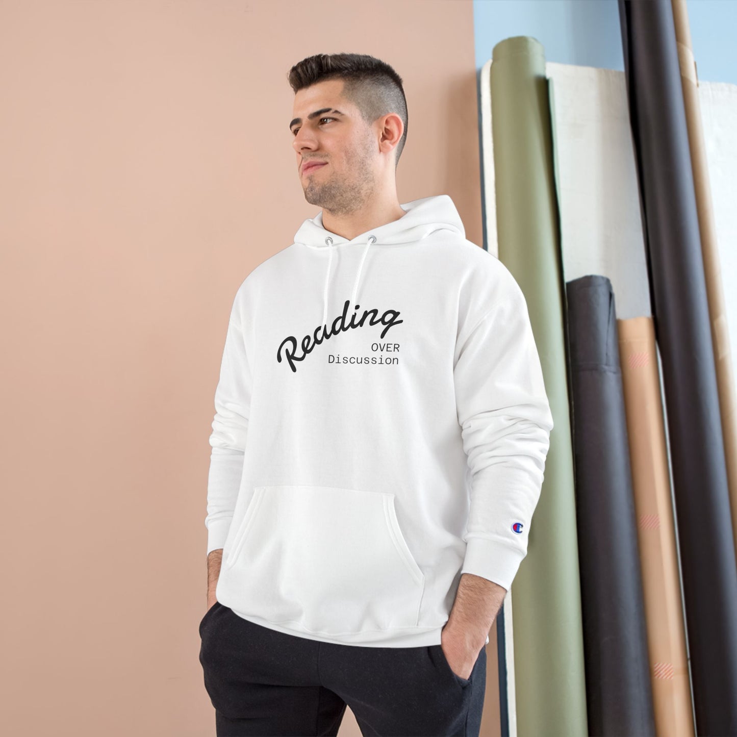 Book Lover Champion Hoodie - Reading Over Discussion & Sweet Dreams
