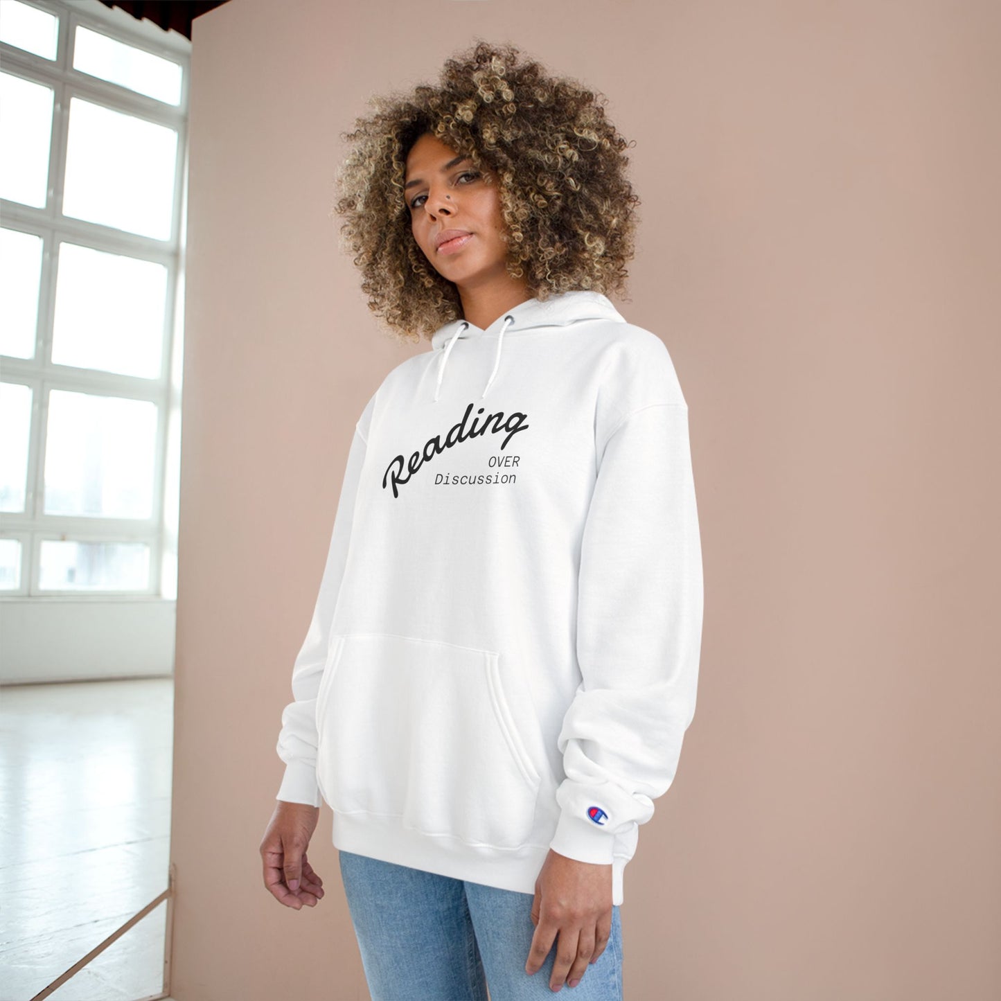 Book Lover Champion Hoodie - Reading Over Discussion & Sweet Dreams