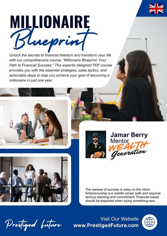 Millionaire Blueprint short course digital PDF on wealth growth strategies with zero refund policy.